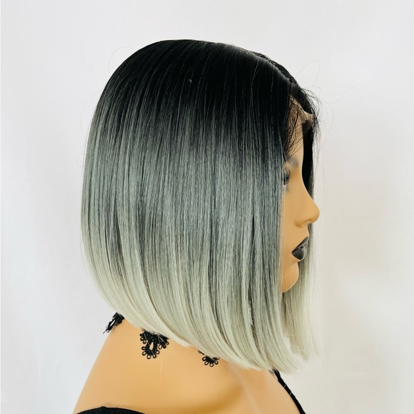 Gorgeous & Classic Ombre Pearl Grey Premium Fiber Lace Front Wig! - Picture 4 of 10